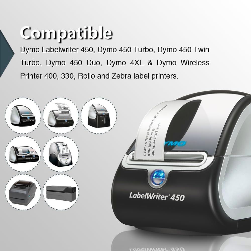 BETCKEY - Compatible DYMO 30324 (2-1/8" x 2-3/4") Multipurpose Labels, Perforated, Compatible with DYMO Labelwriter 450, 4XL, NOT Fit 550 & 5XL [20 Rolls/8000 Labels]
