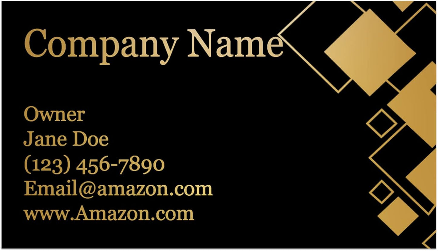 Personalized Gold Foil Black Business Cards 100 Pack - 3.5" x 2" Cards - 14 PT Thick Sturdy Cards - Unique Shiny Gold Foil - Made in the U.S.A. (Gold Tiles)