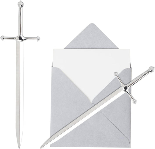 Silvery Metal Letter Opener Office Letter Opener Knife Metal Plated Envelope Opener Ergonomic Grip Handle Practical Ornamental Letter Opening Tool (Pack of 1)