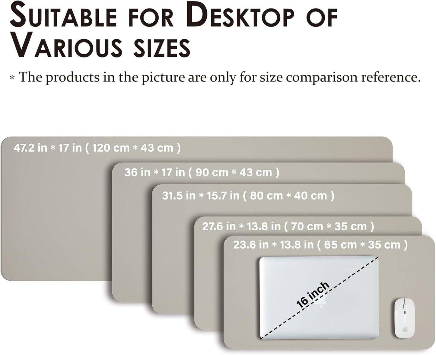Leather Desk Mat - Non-Slip PU Desk Pad for Office and Home - Desk Organization and Accessories - Ideal for Large Mouse Pad and Desk Mats on Top of Desks (Light Gray,36"x 17")