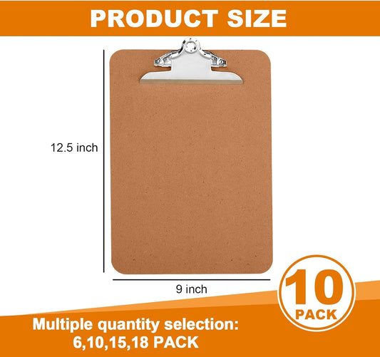 HERKKA 10 Pack Hardboard Office Clipboards - A4 Letter Size, ECO Friendly