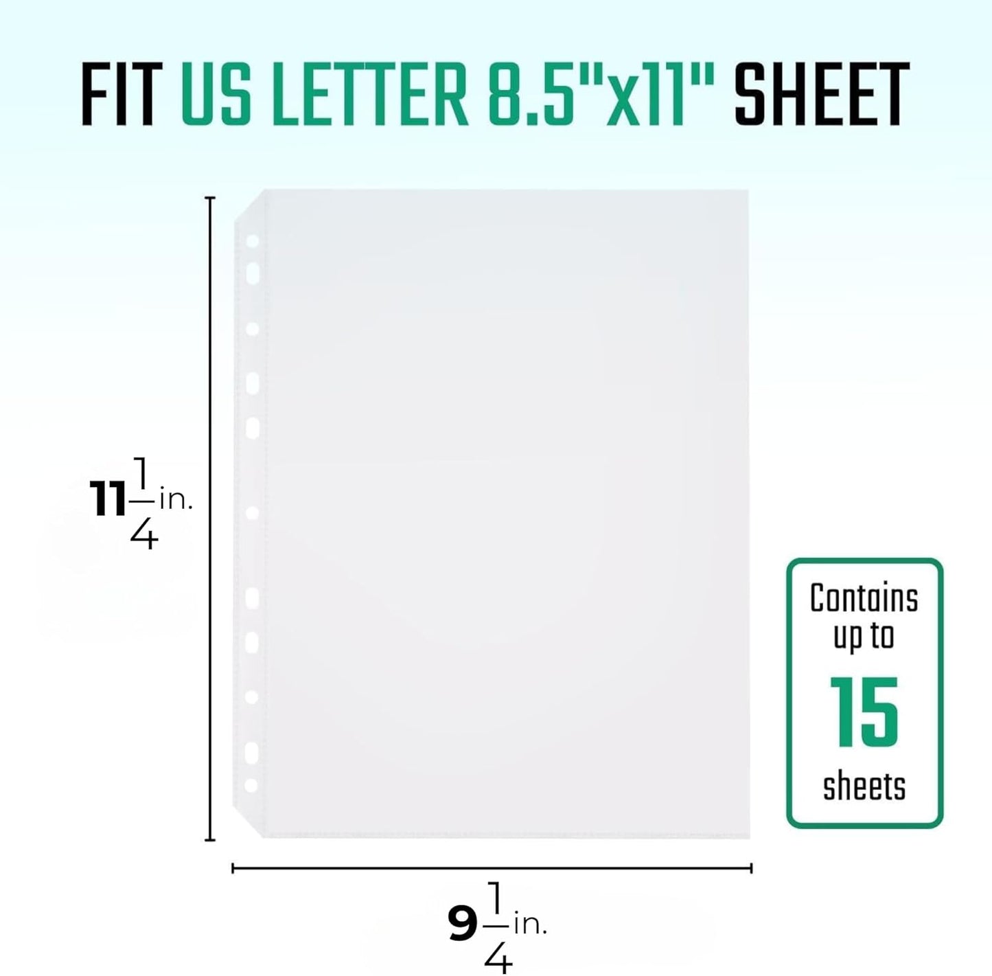 500 Pack, 8.5 x11 Clear Sheet Protectors, Non-Glare, Extra Heavy Duty Page Protectors for 3 Ring Binder, Top Loading Plastic Sleeves