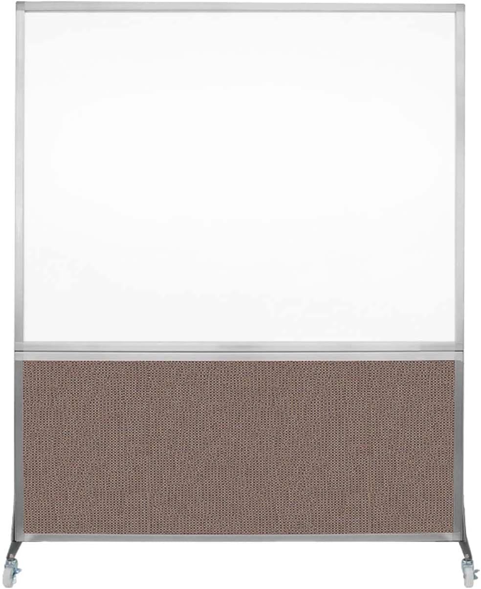 DivideWrite Mobile Whiteboard | Double Sided Dry Erase Board | Portable Office Cubicle Partition | Display for Classrooms, Conference Rooms, Meeting Areas and More | Latte Fabric 5' Wide X 6' Tall