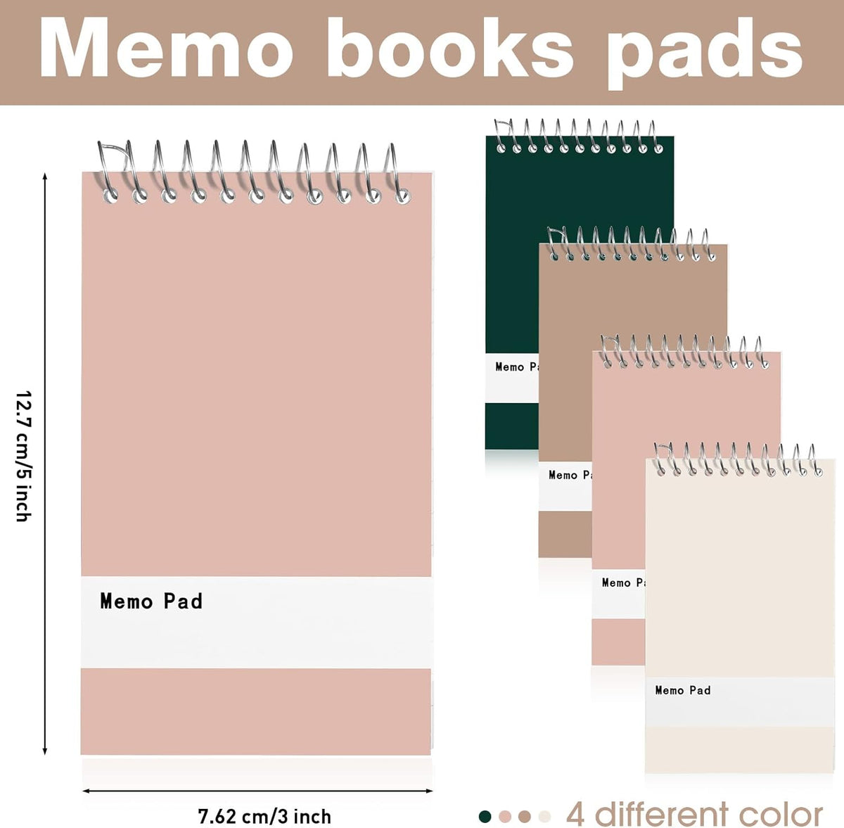 Thenshop 100 Pads Spiral Memo Pads Bulk 3 x 5 Inch Small Pocket Notepad Top Bound Lined 60 Sheets Mini Notebooks for School College Office Home Supplies (Mixed Colors)