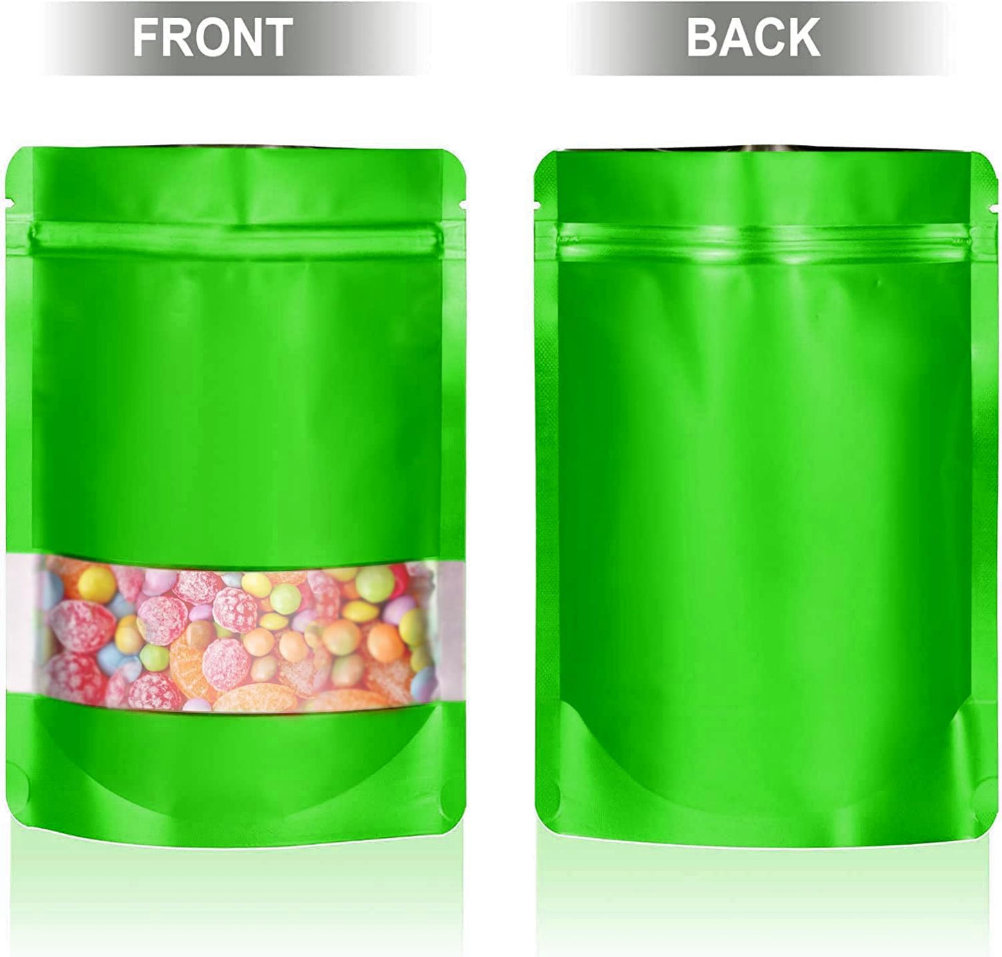 4"x6" 120pcs Mylar Bags for Food Storage,Smell Proof Bag with Matte Window Resealable Food Storage Bags for Small Business, Stand-up Foil Pouch Packaging Freeze Dried Candy Bag（Green）