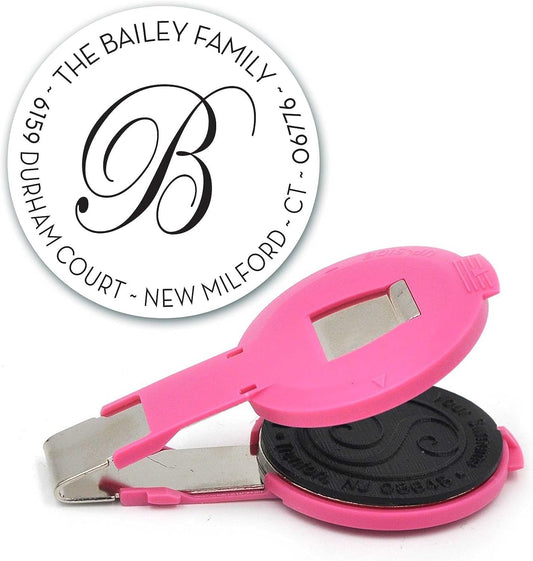 Custom Monogram Address Embosser - Personalized Round Seal - Insert Only - Style EM028