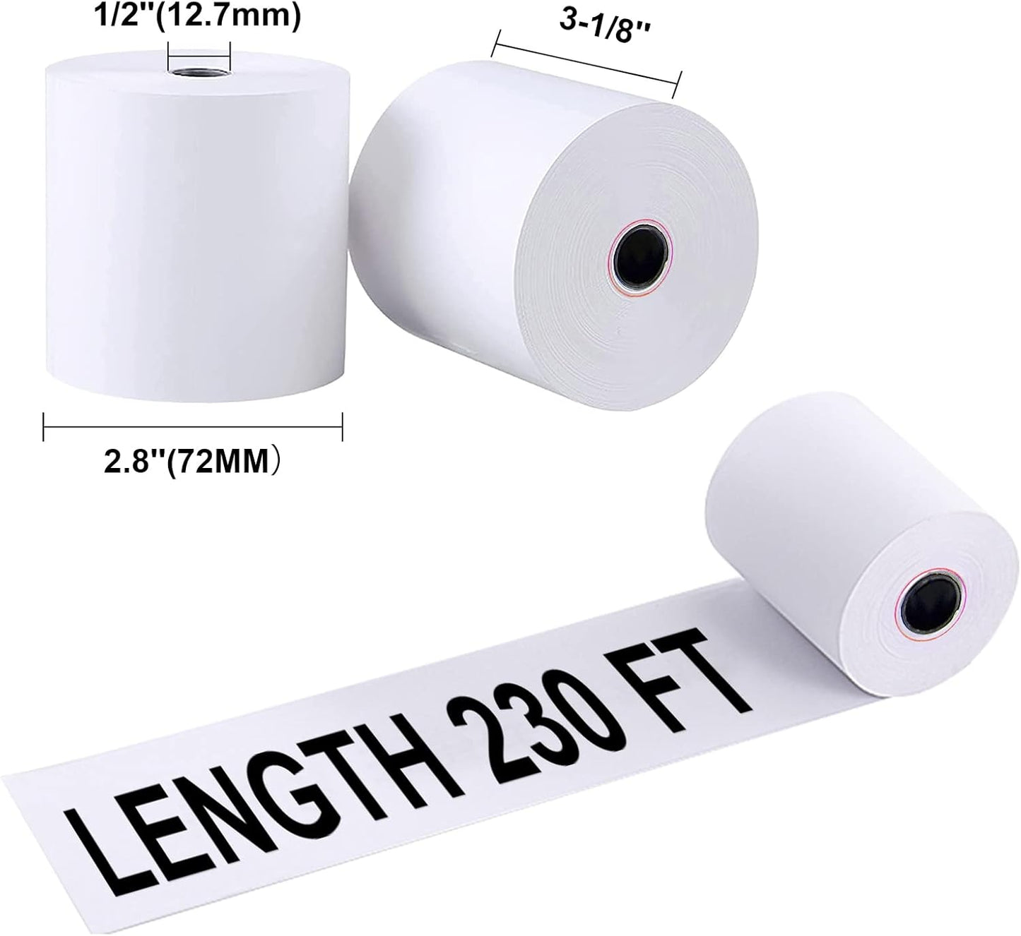 Jayard 3-1/8inches x 230' Thermal Paper Rolls for Credit Card - Cash Register Premium Tape Pos Printer (10 Rolls) (Jayard-TP)