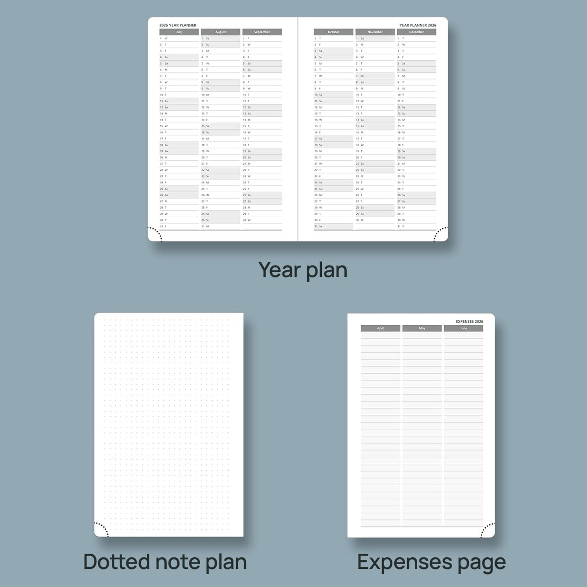 POPRUN 2026 Daily Planner One Page Per Day A5 Size Calendar (5.75" x 8.5") - 12 Months Hourly Appointment Book with Hardcover, Pocket, Pen Holder - Midnight Green
