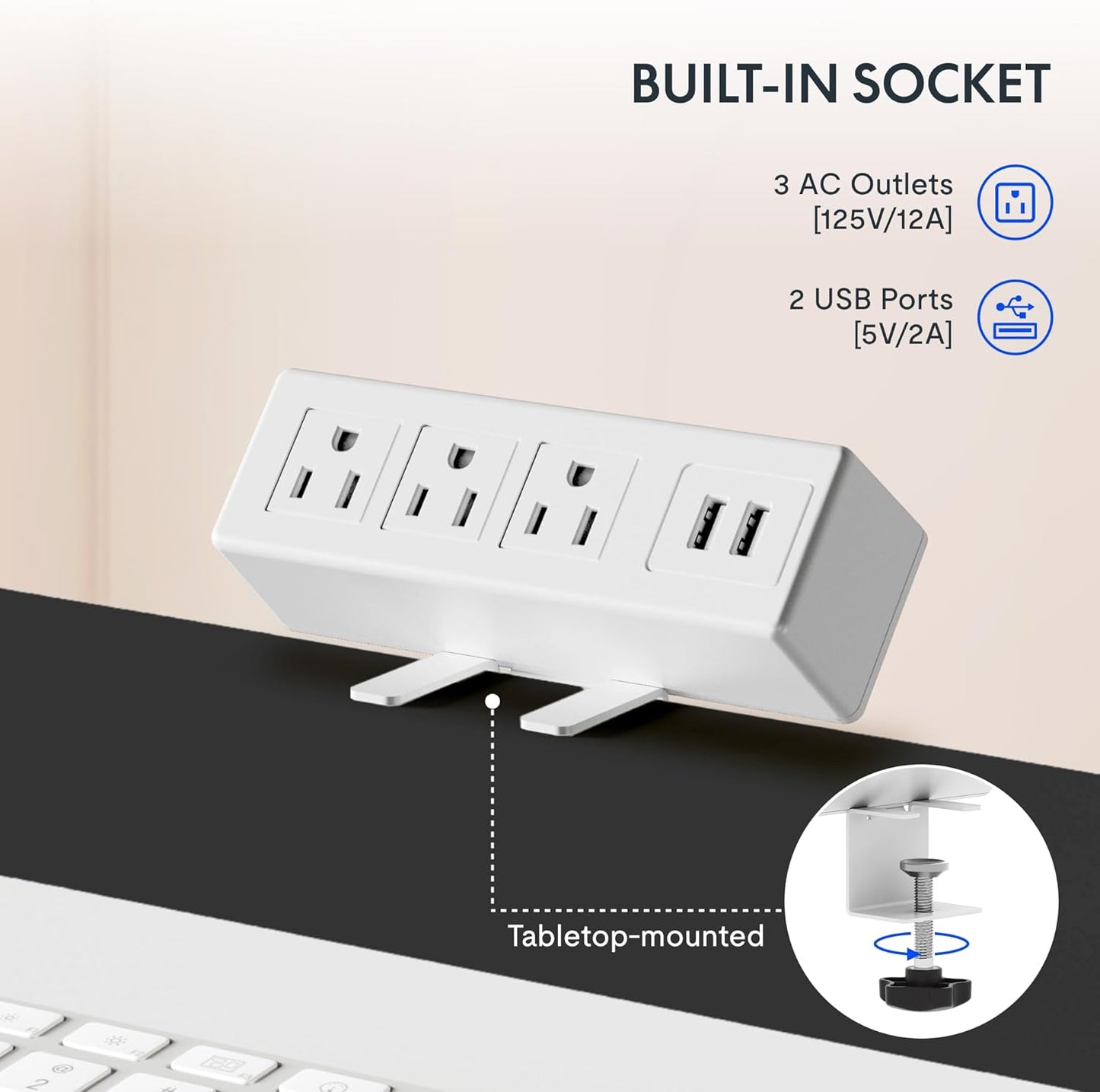 FLEXISPOT EN2 Whole-Piece Standing Desk with Clamp Power Strip, 48 x 30 Electric Stand Up Height Adjustable Desk with Cable Management (Gray Frame + 48" Marble Gray, 2 Packages)