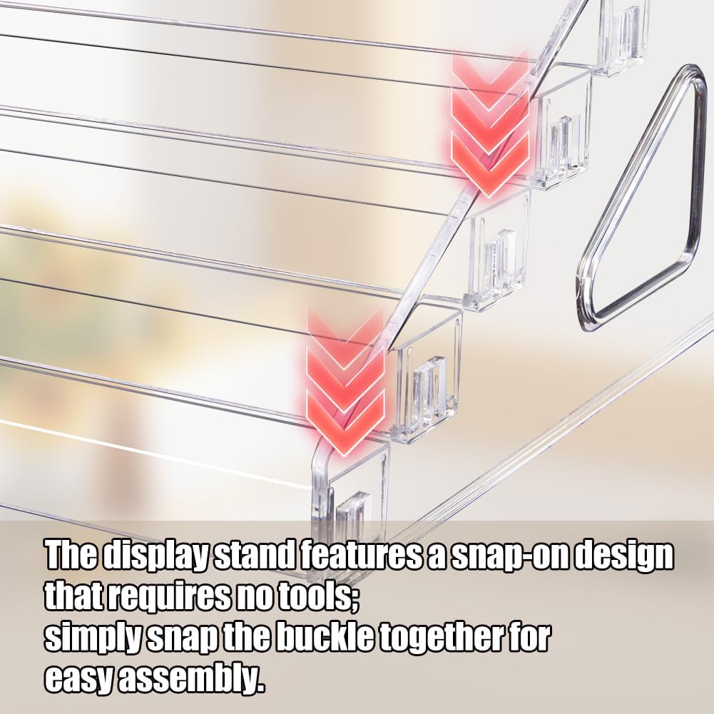 Trading Card Display Stand, 7-Tier Greeting Card Display Stand, 12 in Acrylic Portable Versatile Display Rack Holder for Graded Cards, PSA Cards,Sports Cards, Business Cards (2 Pack)