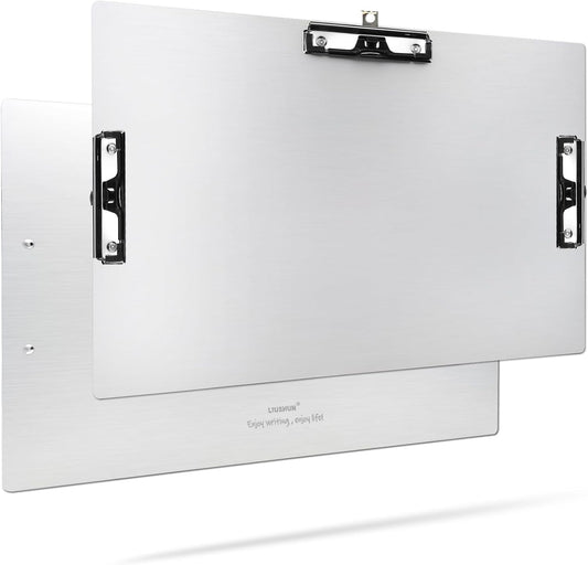 Three Clip Aluminum 11x17 Clipboard Metal Stainless Hangable Clipboards Art Pen Holder Extra Large Clip Board for Business Medical Professionals Workshop (Silver, A3-3Clip)