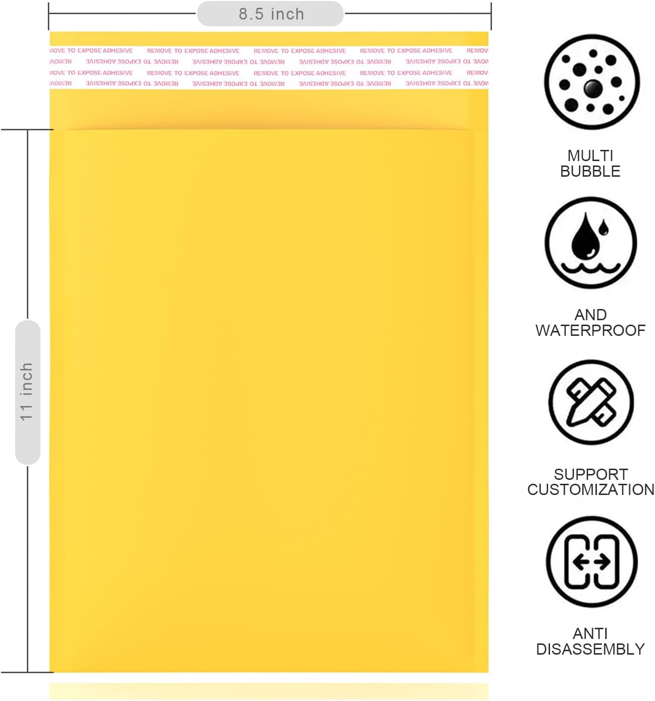 8.5x11 Inch Yellow Kraft Paper Bubble Mailers - 25 Pack Scratch-Resistant Shipping Bags with Peel-and-Seal Adhesive, Lightweight Packaging for Documents & Fragile Items