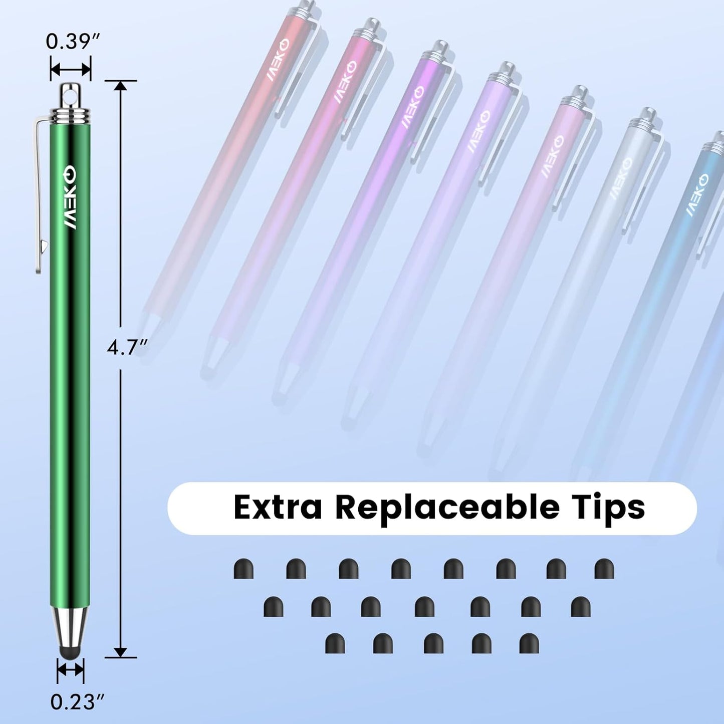 Stylus Pens for Touchscreens,MEKO 10 Pack Thin Rubber Tip Stylus Replaceable Tip Feature Bundle W/ 20 Pcs Replacement Tips for iPad iPhone Tablets Smartphone&All Touch Screen Devices(10 Stylus+20Tips)