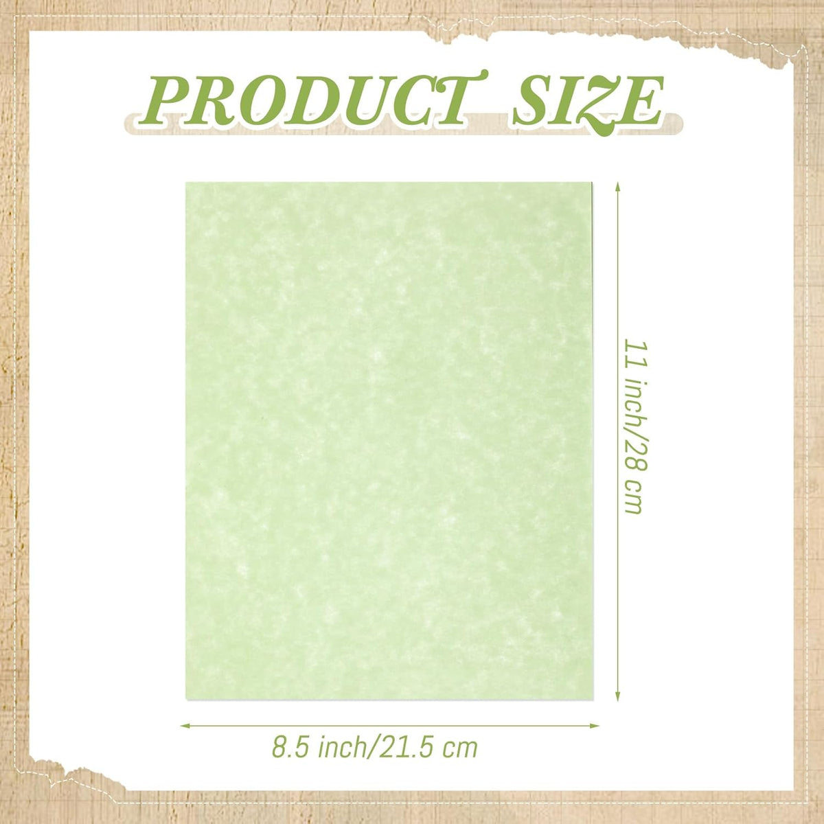 Epakh 200 Sheets Old Age Parchment Paper 8.5 x 11 Inch Standard Letter Vintage Colored Old Parchment Semblance Double Side Printing Paper (Green)