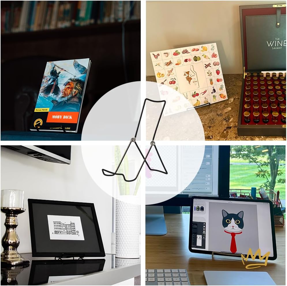 KINGDOM SOLUTIONS MADE IN USA 6-Pack Sturdy & Durable Adjustable Metal Easels to Display Books, Frames, Comics, Plates & More - Unique on the Market