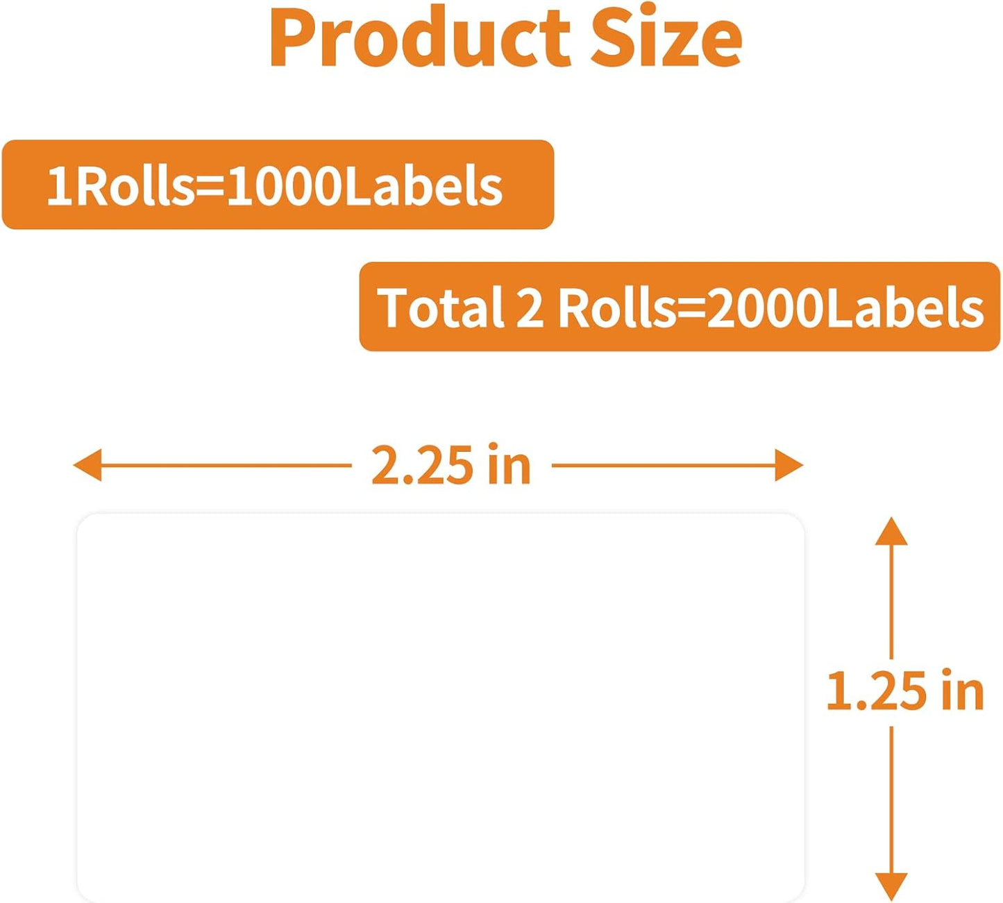 MFLABEL 2-1/4 x 1-1/4 Inch Direct Thermal Perforated Shipping Labels, 2.25x1.25 inch, 2000 Labels (2 Rolls)