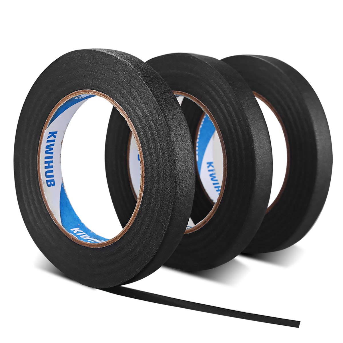 Painter's Tape, 0.6 in x 60 yd (180 Yards Total), 3 Rolls - Black Painting & Masking Tape - Multi Surface Use - 14 Day Clean Release Trim Edge Finishing Tape
