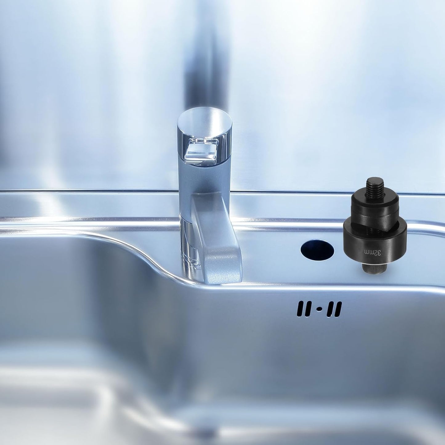 HARFINGTON Sheet Metal Punch Hole Punch 45mm Bearing Steel Precise Cutting Manual Knockout Punch Kit for Metal Steel Plate Sink Stainless Steel, Black