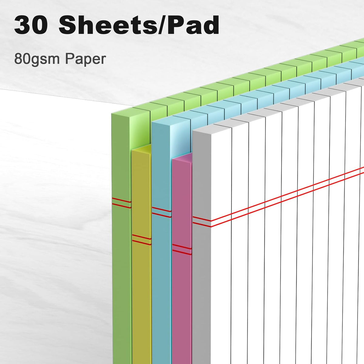 5pcs Small Note Pads 5x8 Notebook College Ruled Legal Pads Color Notepads 5 Pack Study Back Writing Pads 5 x 8 Perforated Narrow Ruled Pads of Paper for School & Office Supplies 30 Sheets/Pack
