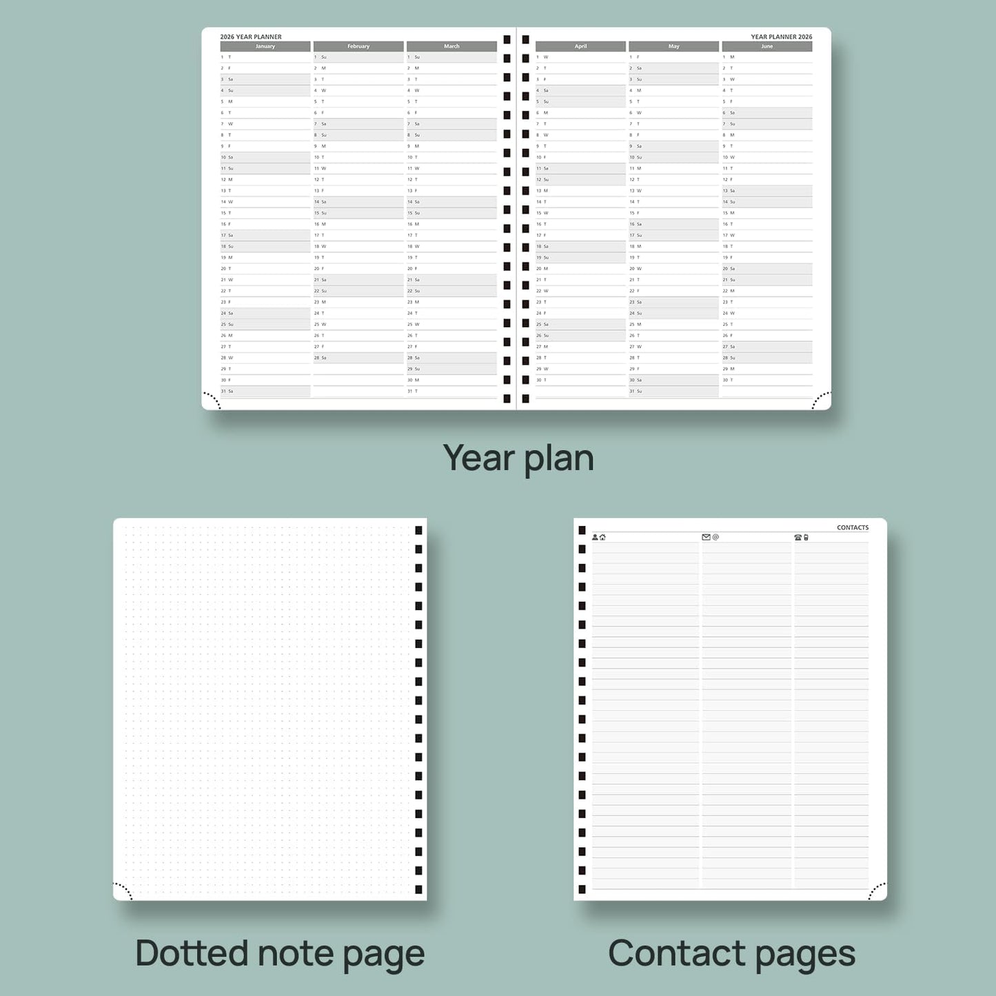 POPRUN Planner 2025-2026 Weekly Planner Notebook (Large 8.5''x 10.5'') Academic Calendar (JUL.25 - JUN.26) Appointment Book with Monthly Tabs, Spiral Soft Cover, Inner Pocket, 100 GSM - Royal Blue