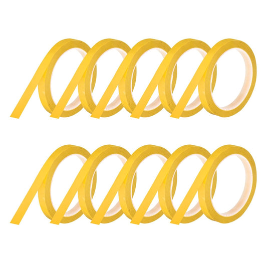 MECCANIXITY 10 Rolls Whiteboard Tape Graphic Chart Tape 12mm 54.7 Yard Art Tape Thin Self-Adhesive Pinstripe Tape Masking Tape for Gift Wrapping Craft Supplies, Yellow
