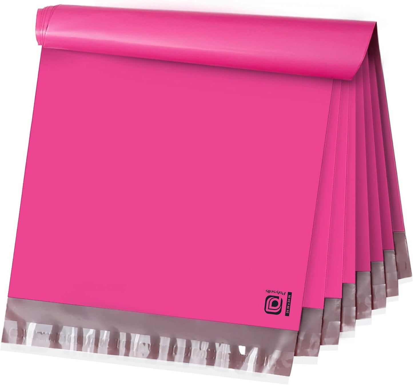 POLYSELLS 200 pcs 24x24 Inches Pink Poly Mailers Shipping Envelopes, Strong Adhesive Sealing, Waterproof, and Tear-resistant Postal Mailing Bags for Clothing, Books, and Accessories