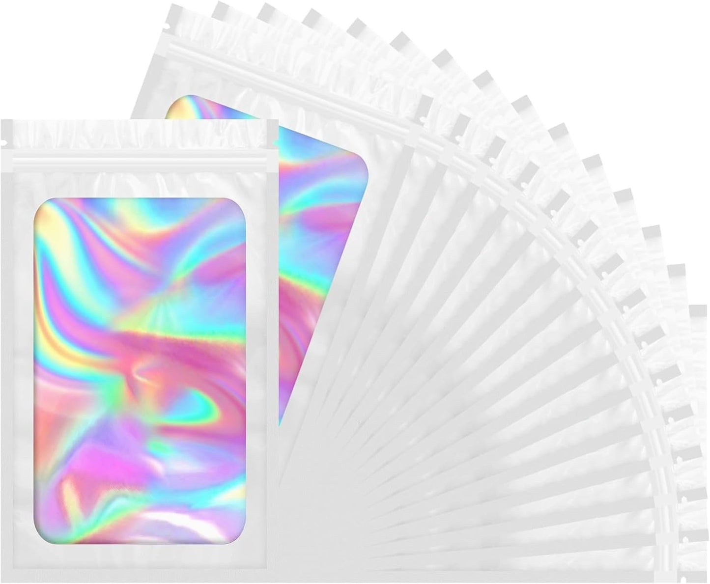 Mylar Bags, 100 PCS Smell Proof Bag, Holographic Bags, Packaging Bag (5.5x7.9 Inch)