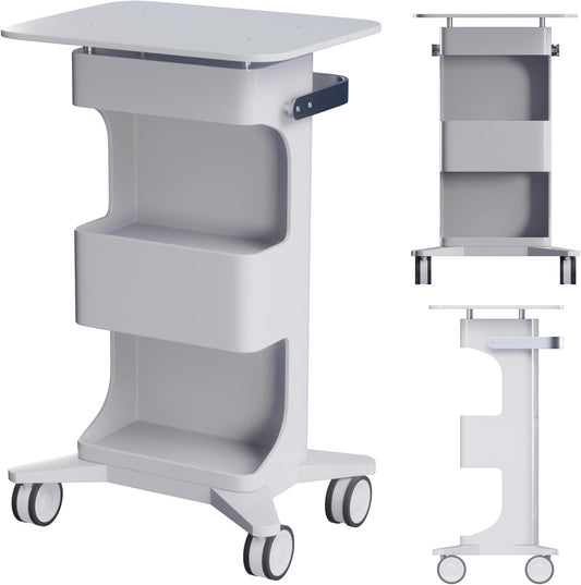 Professional Medical Cart with Wheels and Drawers, 3 Tier Rolling Utility Cart, 198 lbs Capacity, Portable Medical Trolley for Home, Spa, Hospital, Office, Clinic (Pure White)