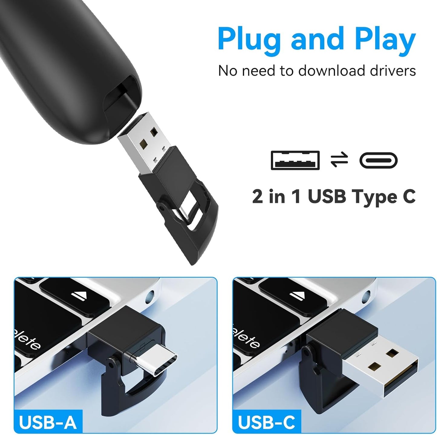 (2 Units) Wireless Presentation Clicker PowerPoint Presenter Remote: Clicker with Red Laser Pointer Long Range PPT Control -Power Point Google Slide Advancer for Mac Laptop PC Computer Keynote