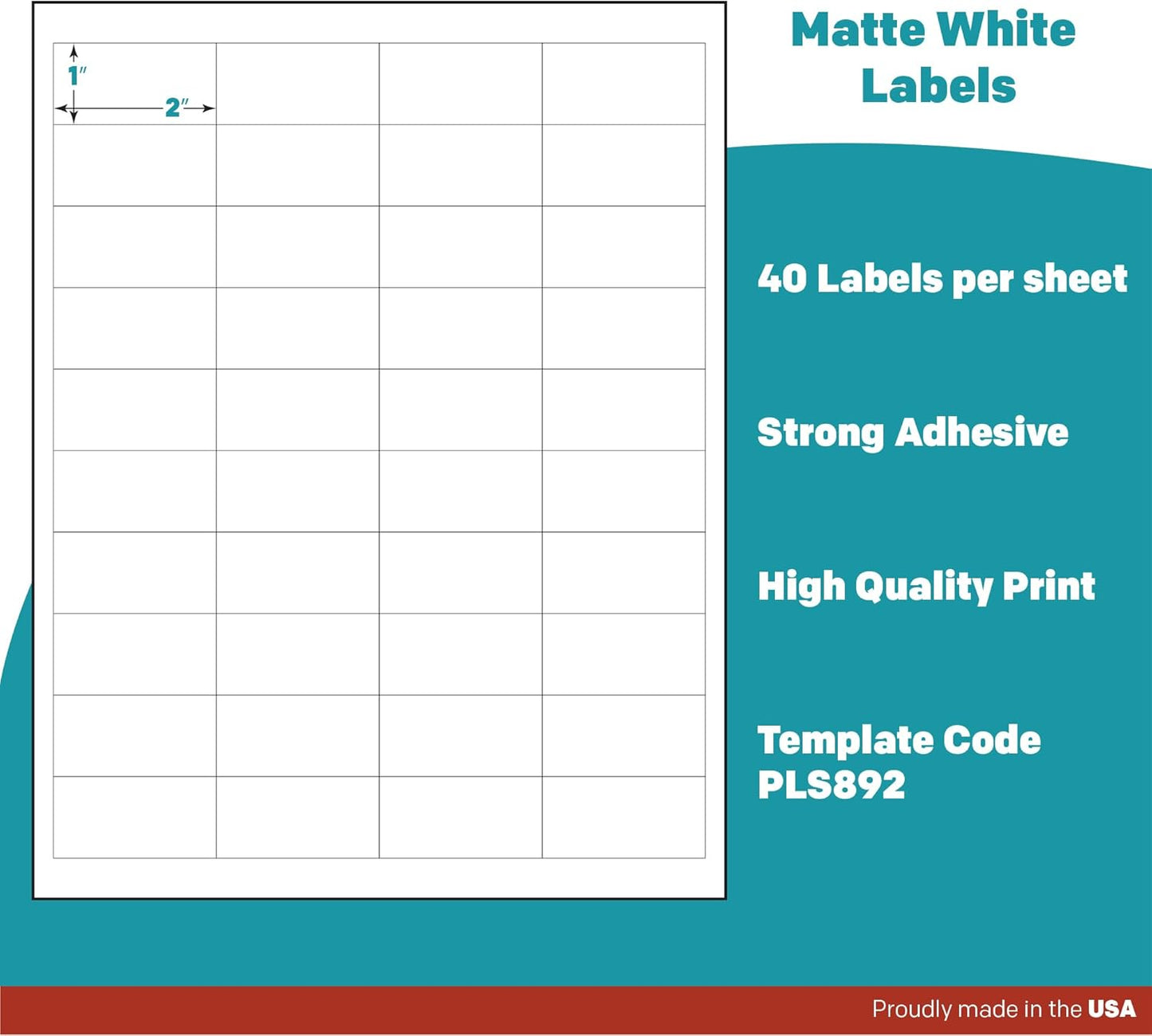 Premium Label Supply White Sticker Barcode Labels – 2" x 1" – Laser/Inkjet Compatible – (40 per Sheet), 1000 Sheets – 40,000 Total Adhesive Labels