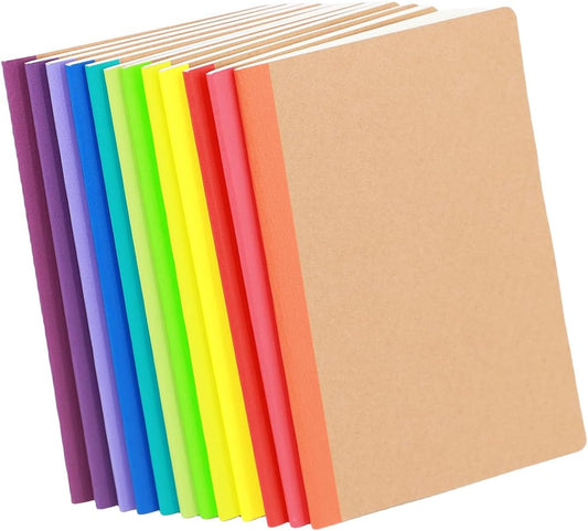 12 Pack Notebooks Lined Journal Bulk Writing Diary Planner with Thick Paper, 60 Pages, 30 Sheets, 8.3x5.5 inch for Home, Office or School Supplies, A5 Kraft Notebook