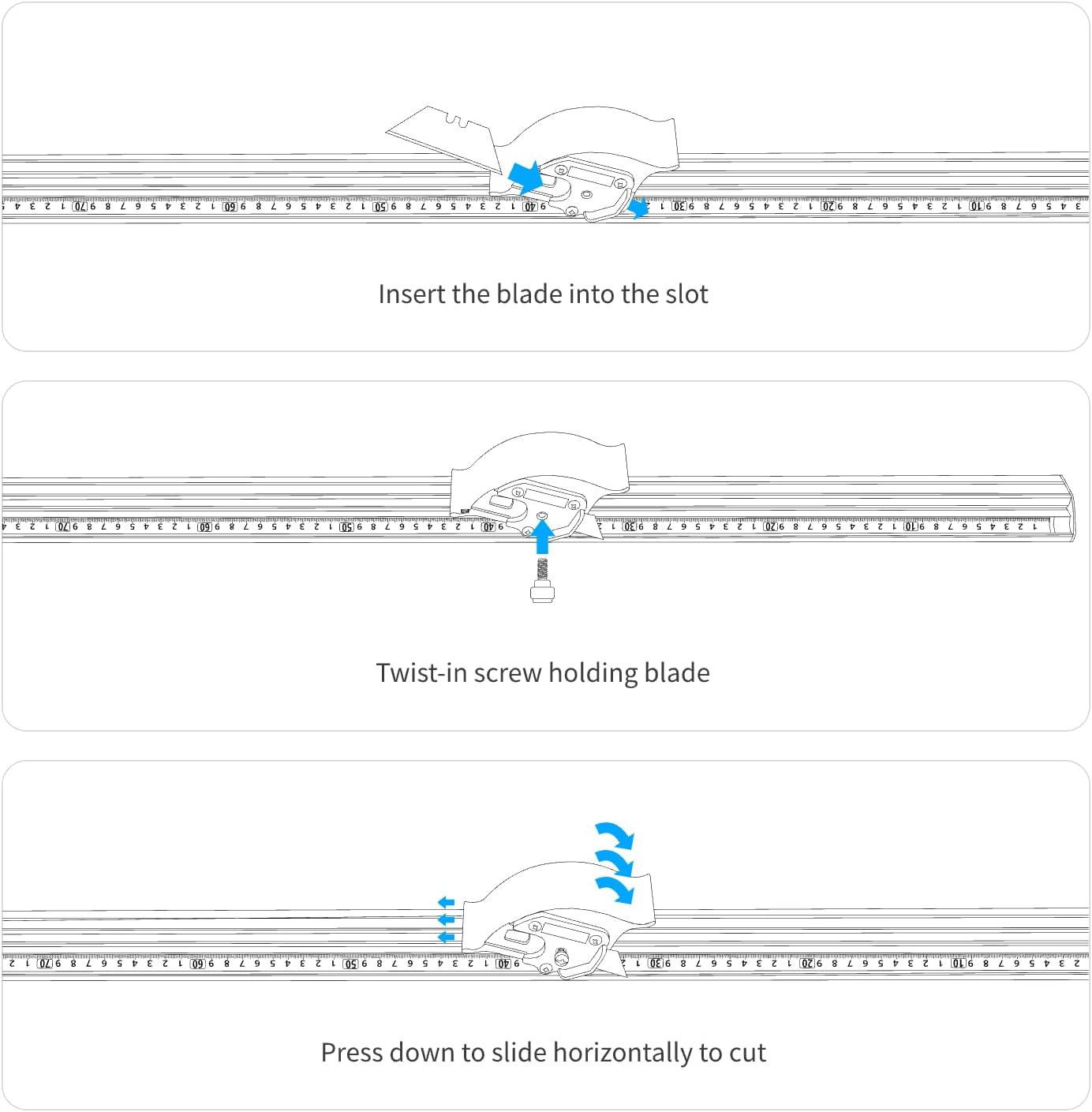 Manual Sliding KT Board Paper Trimmer Cutting Ruler with 27 1/2" Metal Straight Edge Ruler, Suitable for Photo Paper and PVC PET Cutter, 30 Blades