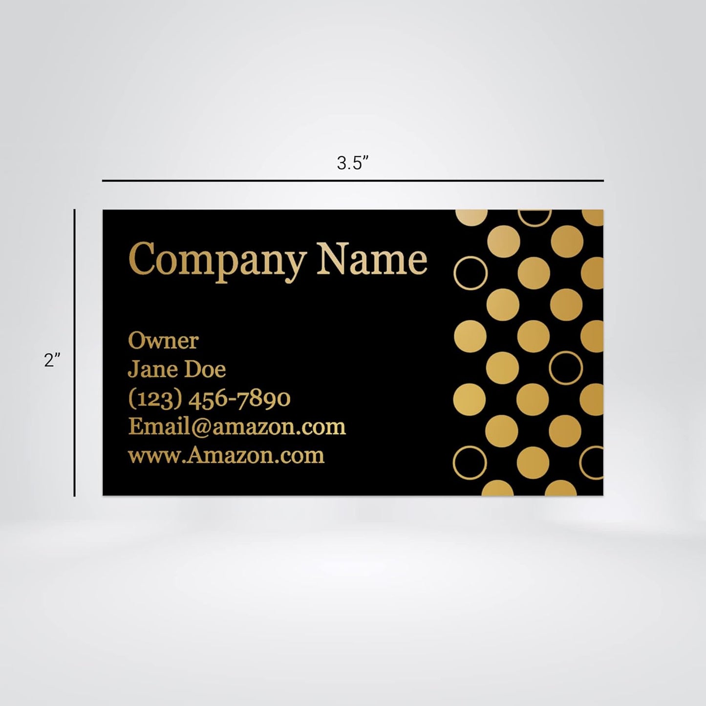 DISCOUNTCARDSTOCK.COM Personalized Gold Polka Dots Business Cards, 100 Pack, 3.5" x 2", 14 PT Thick, Made in USA