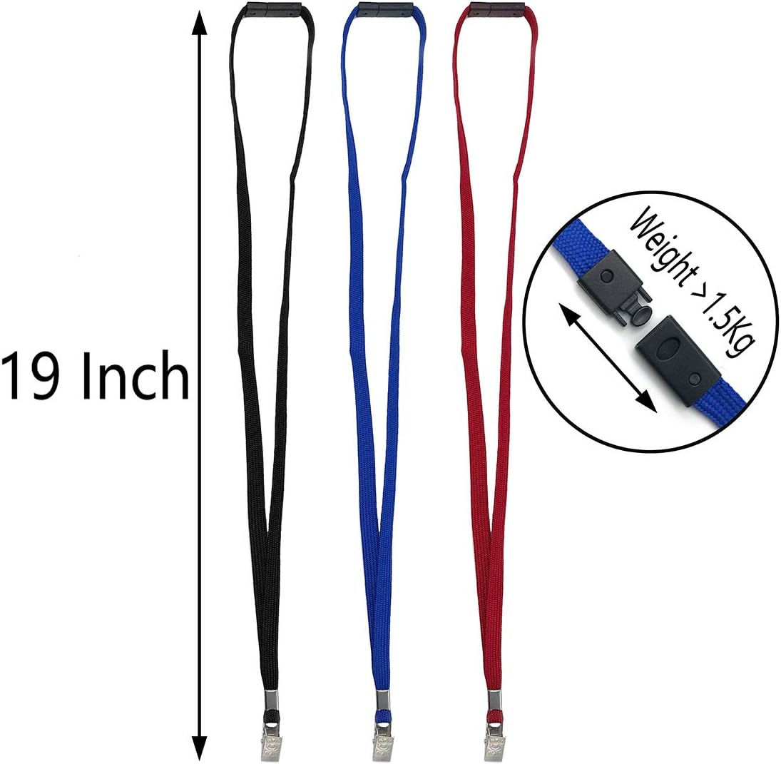 Bird Fiy Lanyards Breakaway Bulk Red Lanyards Neck Flat Safety Badge Lanyard Bulldog Clip (Red, 50 PCS)