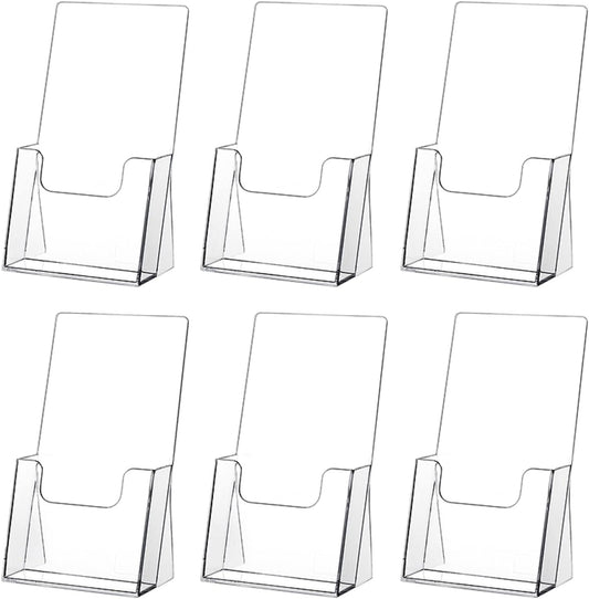 zavekia Acrylic Brochure Holder,6 packs Thicker Countertop Literature Holder Plastic Flyer Display Stand for Magazine (6 packs)