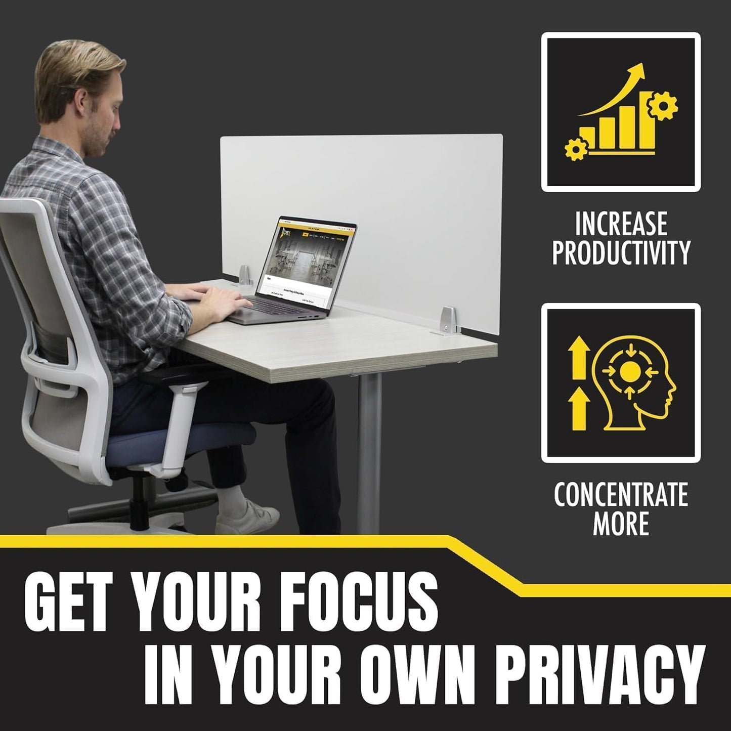 OBEX Clear Acrylic Desk Mounted Privacy Panel, 18" x 36", Clear