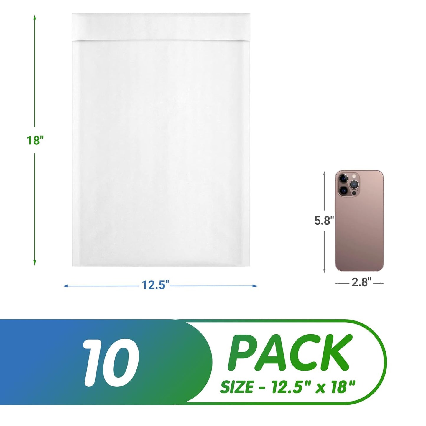 White Kraft Bubble Mailer Envelopes, 12.5 x 18 Inches. 10 Pack Mail Padded Envelopes Self Seal. Waterproof Kraft Bubble Mailers. Tear-Resistant Mailing Envelope Padded. Sturdy Paper Mailer