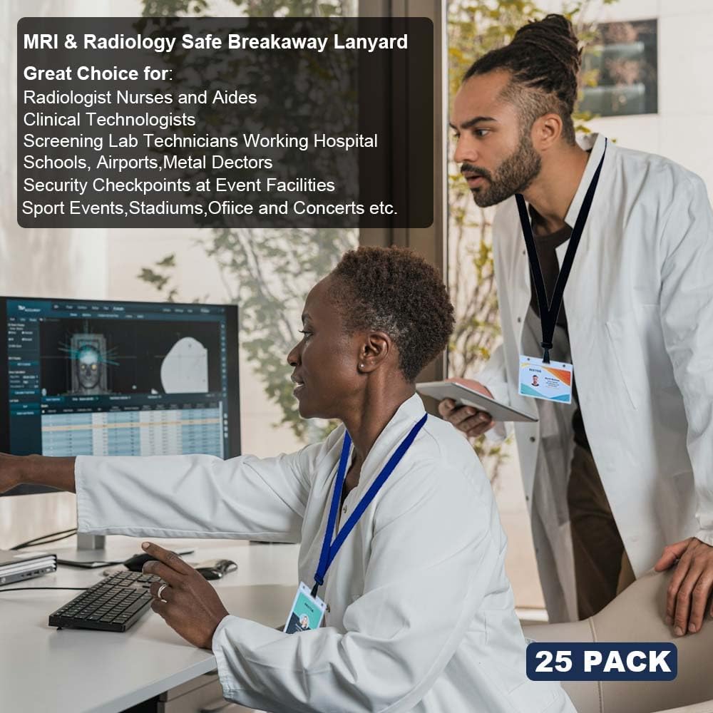 25 Pack Bulk-Polyester Breakaway Lanyards with Plastic No Twist Clip & Safety Breakaway Clasp-Great for Radiology-School Hospital-MRI Safe-Neck Strap I.D. Badge Holders 36” (Black) by BETOOM
