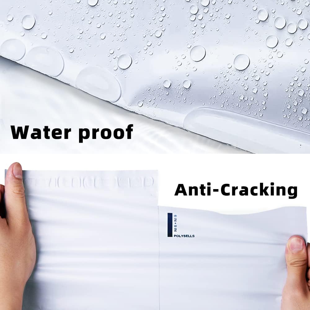 POLYSELLS 100 Pack 12x15.5 Inch White Poly Mailers Shipping Envelopes, Strong Adhesive Sealing, Waterproof, and Tear-resistant Postal Mailing Bags for Clothing, Books, and Accessories