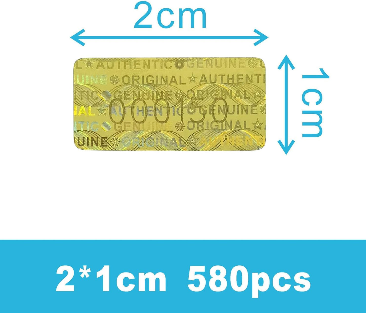 580 Pcs 0.787x0.39 inch High Security Tamper Evident Seal Warranty Void Original Genuine Authentic Hologram Labels/Stickers w/Unique Sequential Serial Numbering Tamper Proof Stickers(Gold)