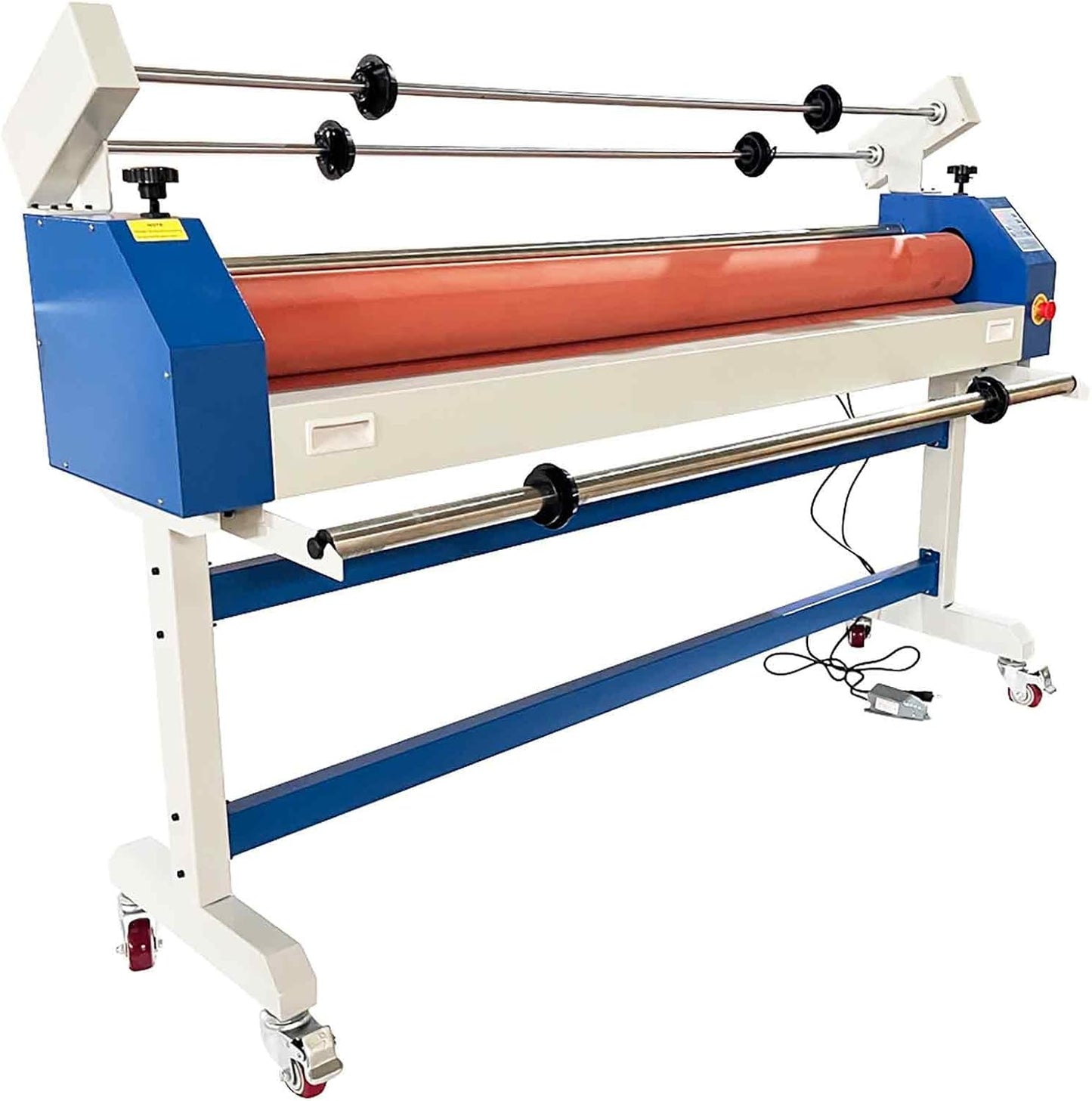 51in(1300mm) 110V Semi-auto Cold Laminating Machine with Soft Rubber Roller, Electric/Manual, Adjustable Speed Laminator with Foot Pedal, for Cold Mounting Photos