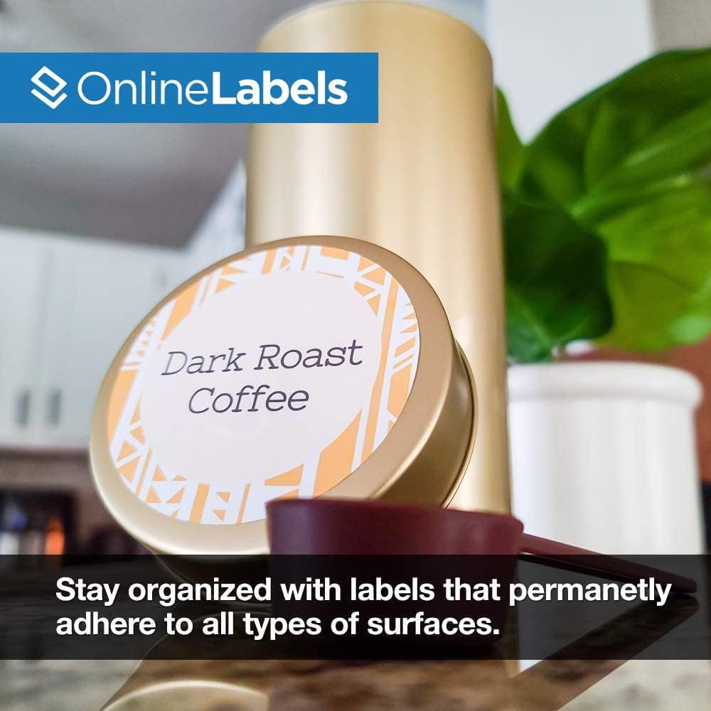 OnlineLabels 3" Round Labels – Permanent Adhesive, White Matte – Great for Organization, Product Labeling, Jar Lids - for Inkjet & Laser Printers – Pack of 1,500 Labels, 250 Sheets OL2279WX