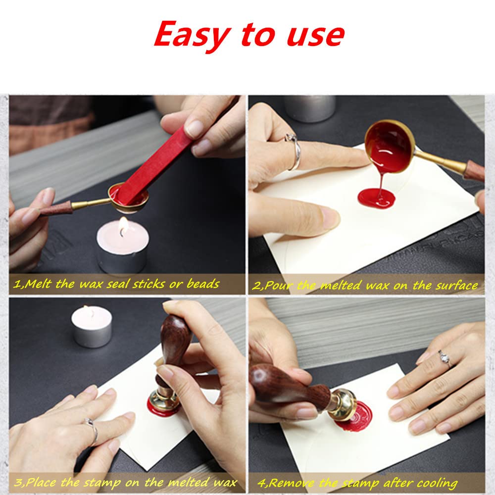 Wax Seal Stamp, Brass & Rosewood, 0.98" Diameter, Rose Color, Craft & Stationery