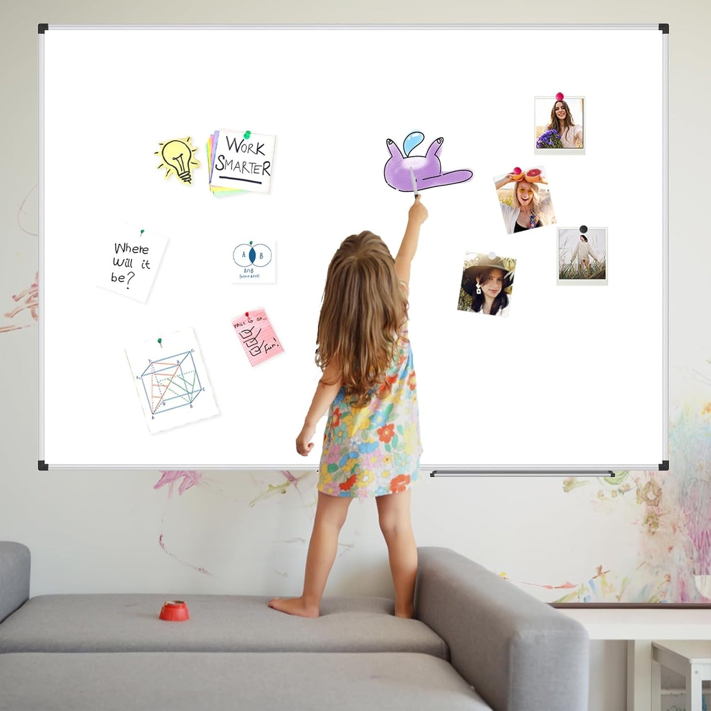 XBoard Magnetic Dry Erase Whiteboard 24 x 18 Inch, Small Hanging White Board for Wall with Marker Tray | Silver Aluminum Frame Presentation Board for Home Office Classroom (Pack of 2)
