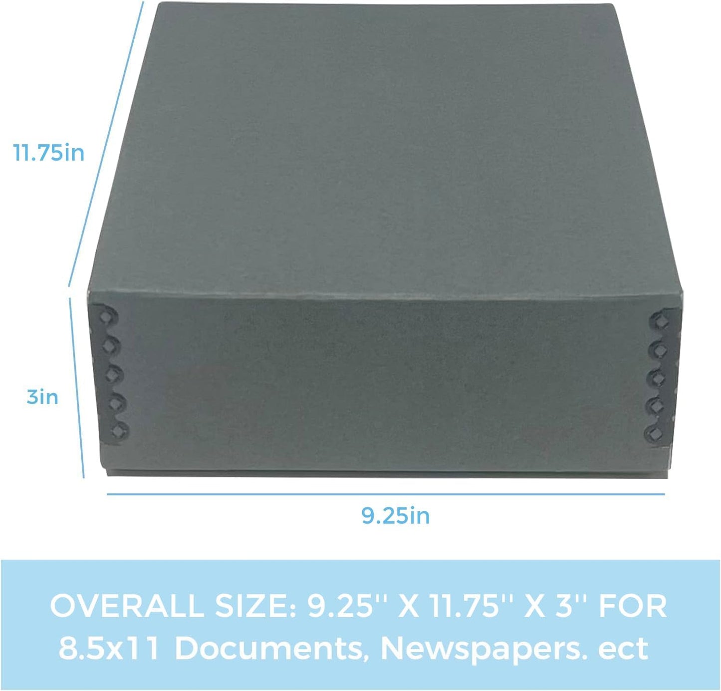 Lineco Archival Museum Storage Box with Removable Lid and Drop Front Design, 8.5 x 11 x 3 Inch. Preserve Longevity, Store Photos, Documents, Cards, Magazines, Prints, DIY. Gray