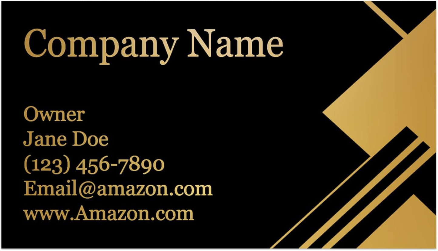 Personalized Gold Foil Black Business Cards 100 Pack - 3.5" x 2" Cards - 14 PT Thick Sturdy Cards - Unique Shiny Gold Foil - Made in the U.S.A. (Gold Luxury)