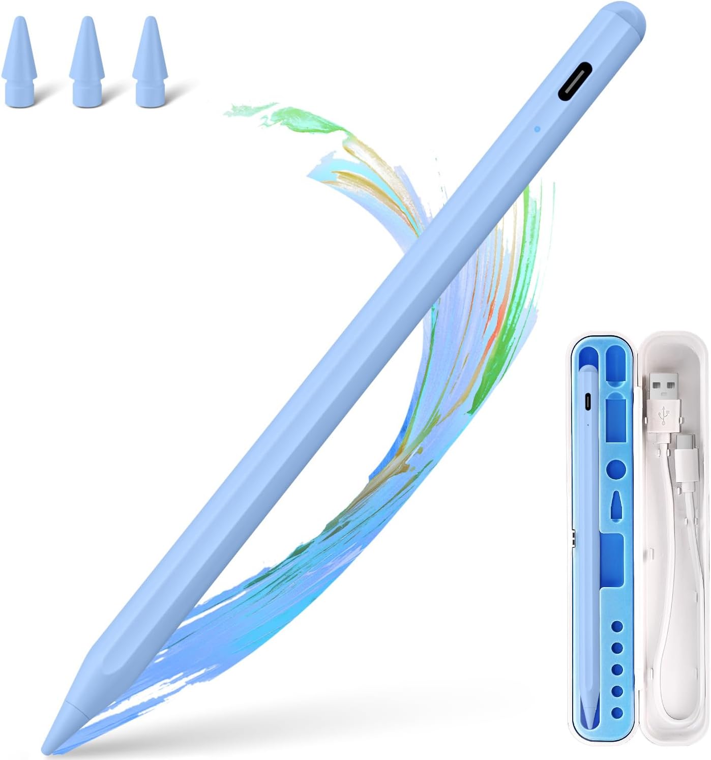 Stylus Pen for iPad Apple: Fast Charge for Pencil Apple Pen with Palm Rejection Tilt Sensitivity - Pen for iPad 10/9/8/7/6, iPad Pro 12.9"/11"/13" M4, iPad-mini 6/5, iPad-Air 5/4/3/M2 Blue