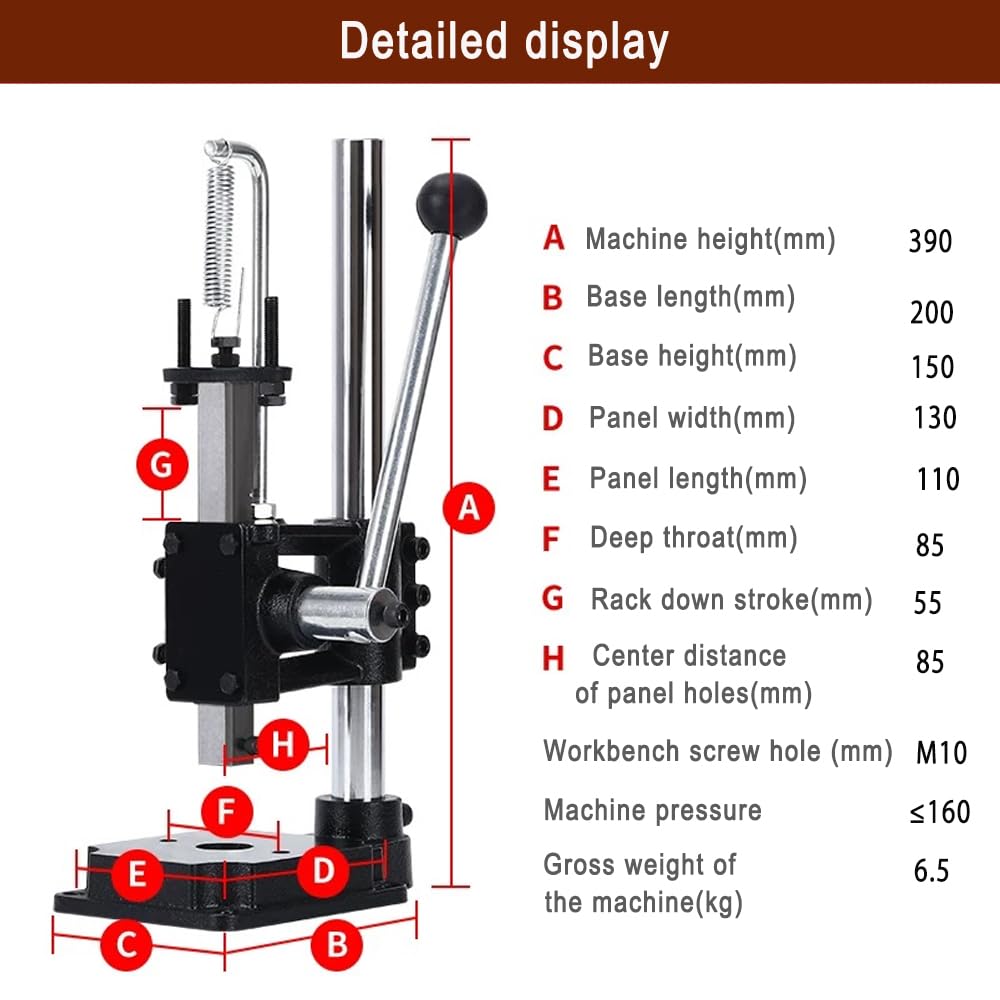 Leather Hole Puncher Hand Punching Machine Manual Press Puncher Punch Tools for DIY Craft (with Chuck, PP Plate and 20 pcs Tools and Aluminum Plate for Leather DIY Craft)