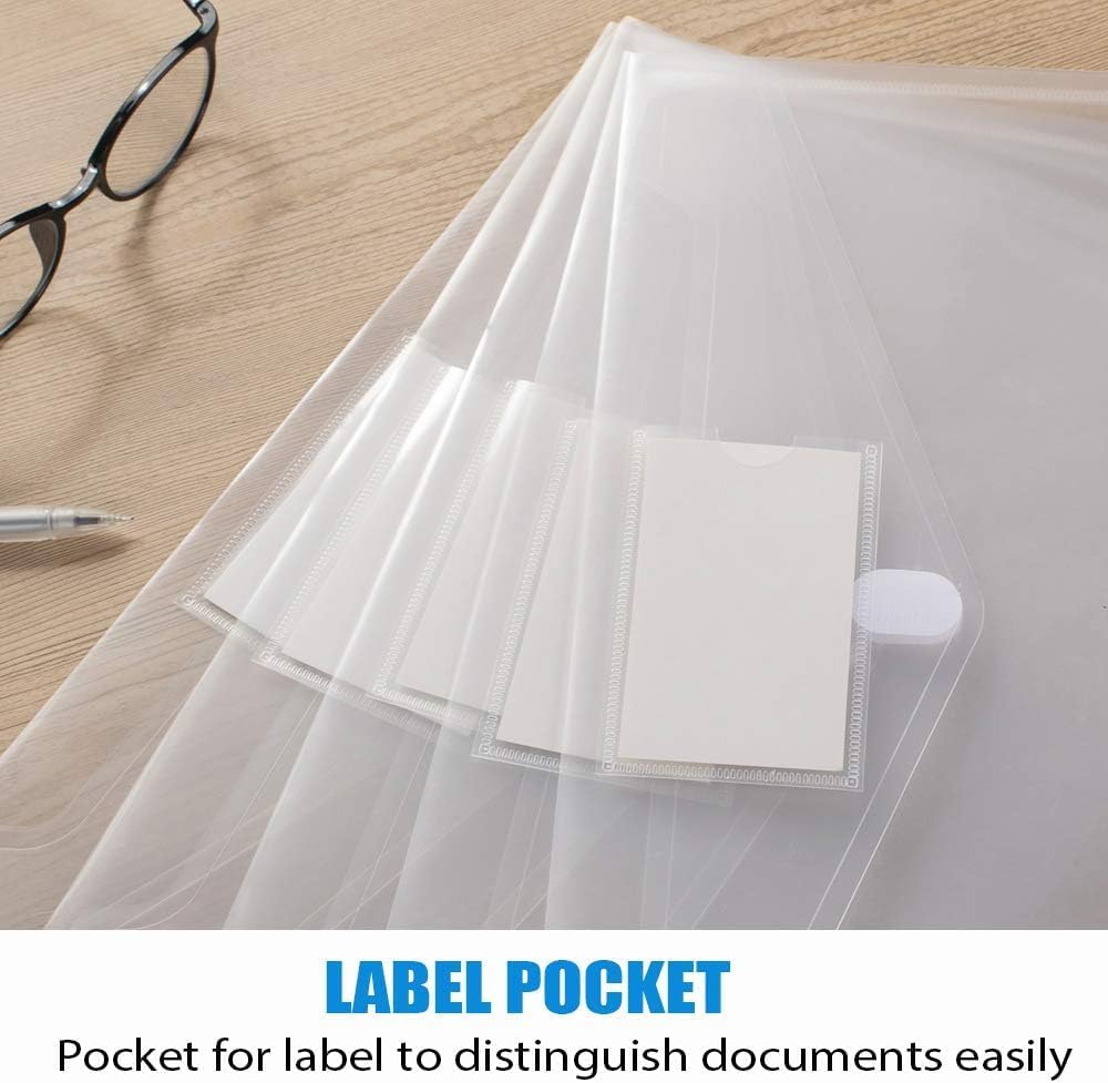 Sooez 50 Pack Plastic Envelopes File Folders, Clear