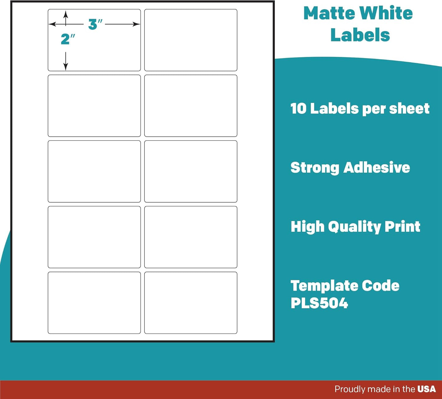 Premium Label Supply White Sticker Product/Shipping Labels – 3" x 2" – Laser/Inkjet Compatible – (10 per Sheet), 100 Sheets – 1,000 Total Adhesive Labels